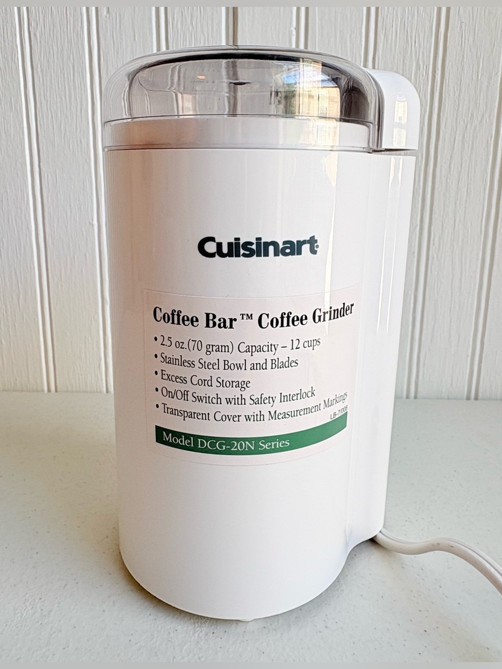 Cuisinart White Coffee Bar Bean Grinder Up To 12 Cups ~ New Out Of Box DCG-20N